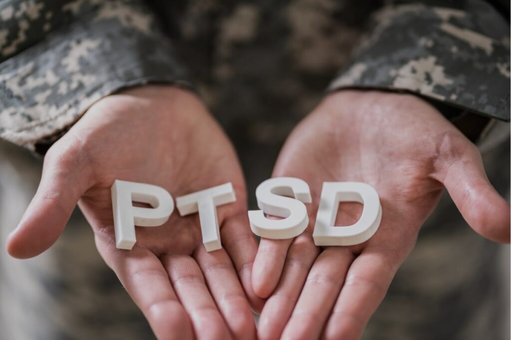 An army officer showing signs of PTSD issues